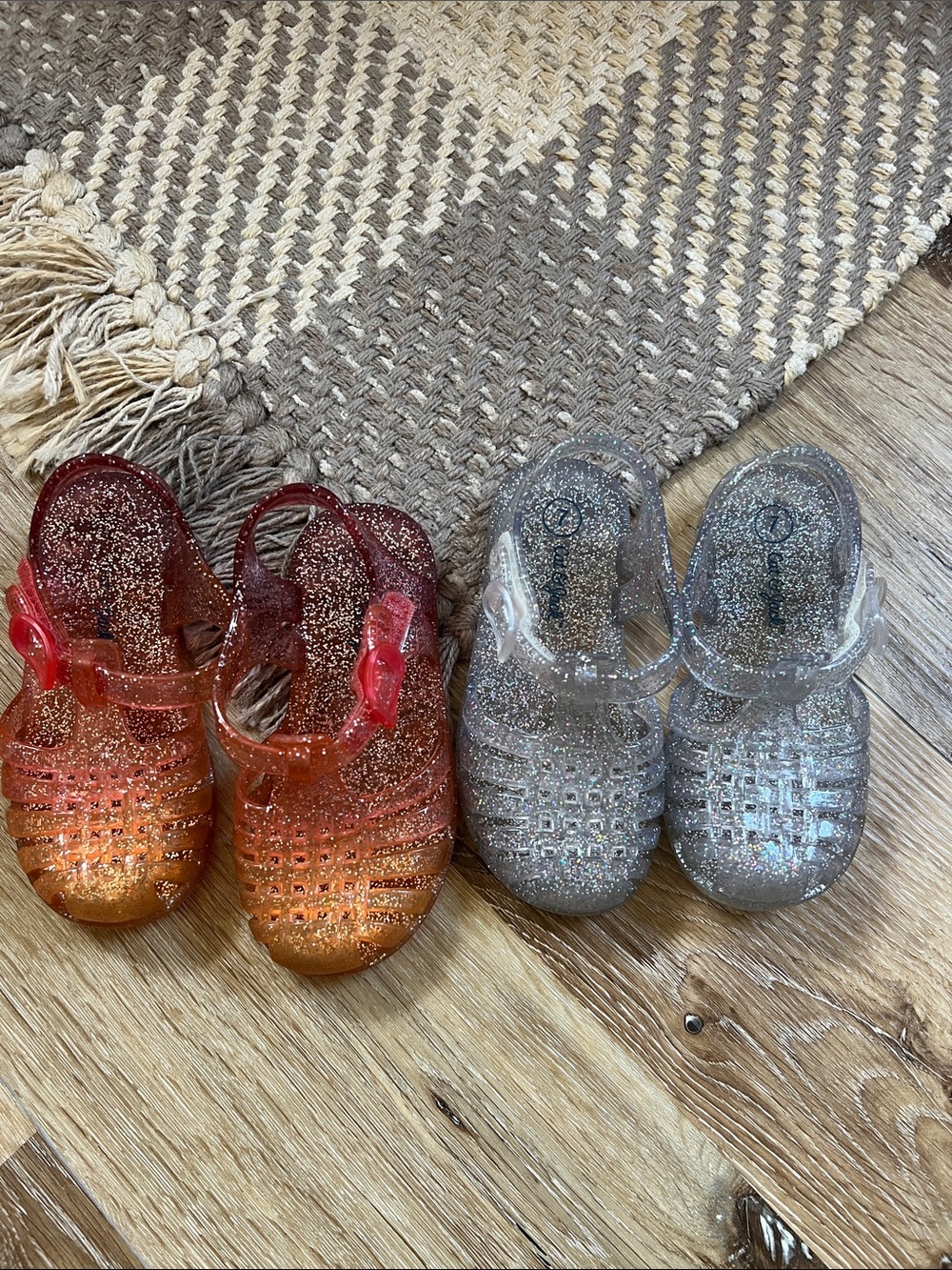 Two Pairs of Cat & Jack Toddler Sunny Jelly Sandals, Size 7